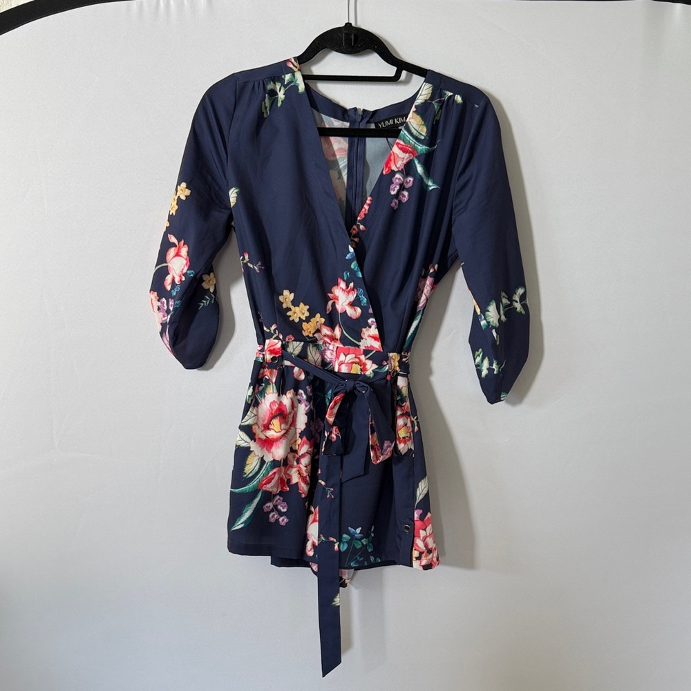 Yumi Kim Floral Wrap romper with Belt